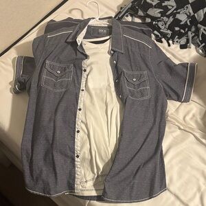 BKE Men's Dark Gray Casual Button Down Shirt